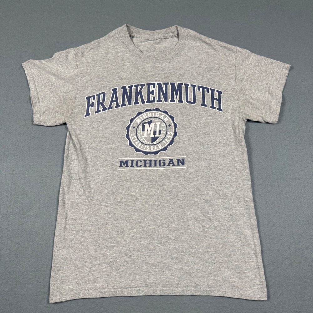 Frankenmuth Michigan Souvenir T-Shirt Heather Gray Graphic Tee Short Sleeve